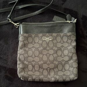 Coach Signature Black and Gray Crossbody Bag